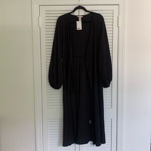NWT H&M black dress/cover up with tie front